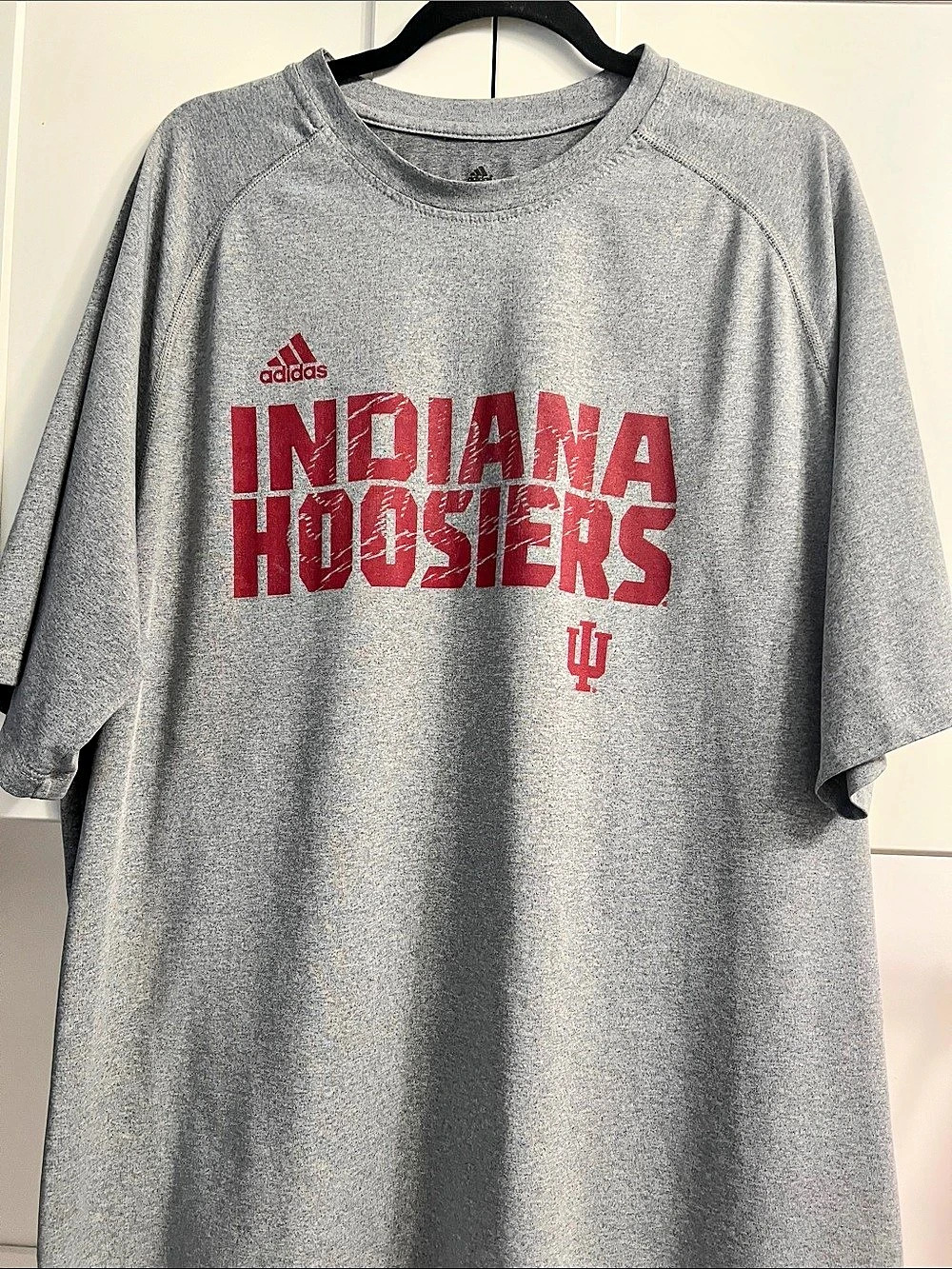 adidas Indiana Hoosiers Gray Red Tee 2XL